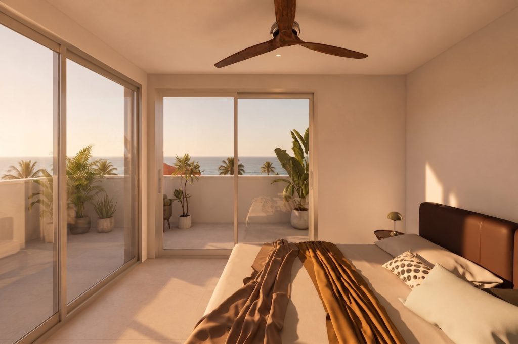 Habitación moderna con vista al mar